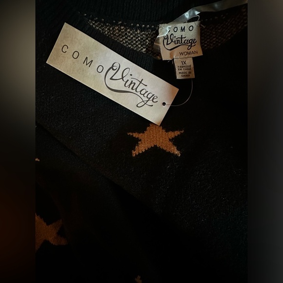NWT Como Vintage Sweater Black with Gold Stars Plus Sizes - Picture 7 of 9